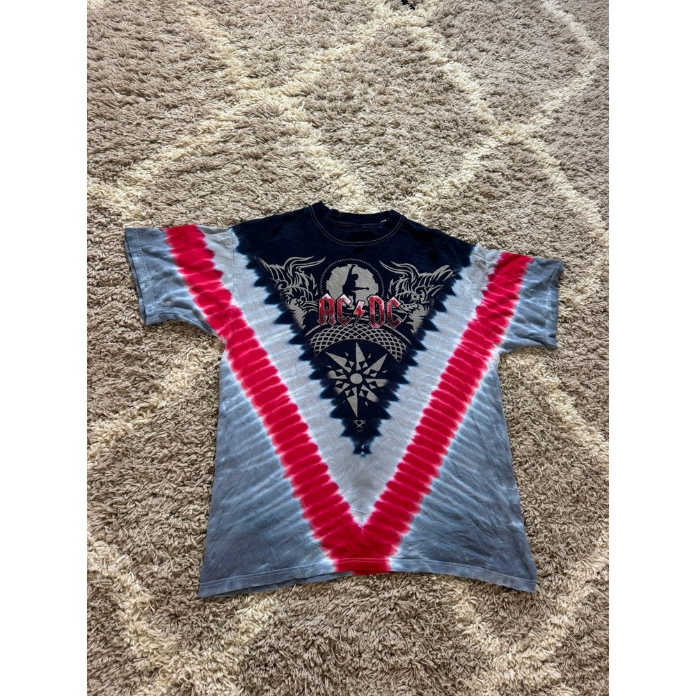 AC/DC Black Ice World Tour 2008-09 Tie Dye Shirt Mens Large Sundog Band Tee